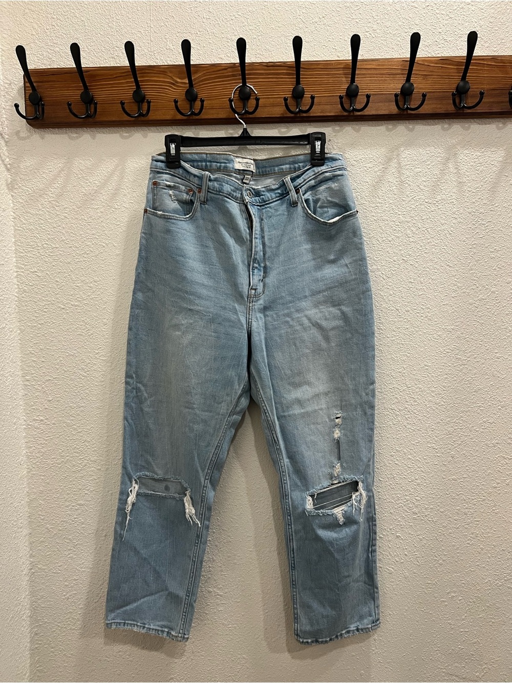 Abercrombie & Fitch Light Blue Distressed Boyfriend Jeans